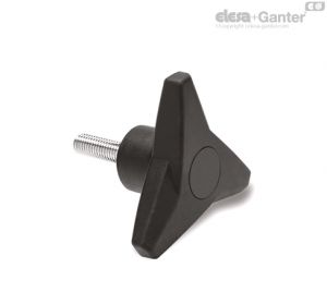 VB.839-p-SOFT Three-arm knobs Zinc-plated steel threaded stud