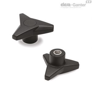 VB.839-SST Manípulos de três braços casquilho em aço inoxidável, furo cego roscado