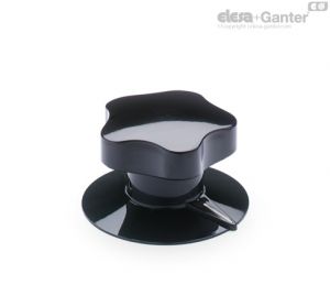 VC.192-A+F Lobe knobs Black-oxide steel boss, plain blind hole