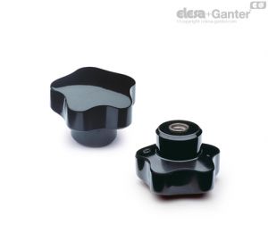 VC.192-A Manípulos de roseta de lóbulo sólido Casquilho em aço com oxidação negra, furo liso