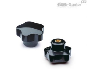 VC.192-B Manípulos de roseta sólidos com casquilho de latão, furo liso ou furo roscado