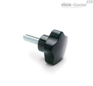 VC.192-p Manípulos de roseta de lóbulo sólido, perno roscado de aço zincado