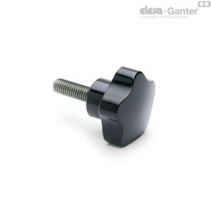 VC.192-SST-p Manípulos de roseta de lóbulo sólido com perno roscado de aço inoxidável