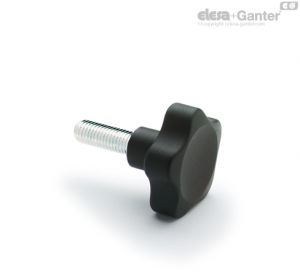 VC.692-p Manípulos de roseta de lóbulo sólido, perno roscado de aço zincado