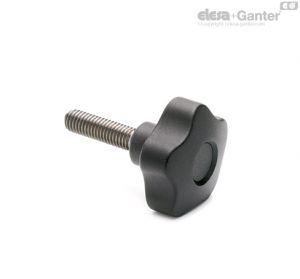 VCT-SST-p Lobe knobs stainless steel threaded stud, with cap