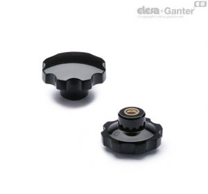 VH.153-B Manípulos de roseta sólidos com casquilho de latão, furo liso ou furo roscado