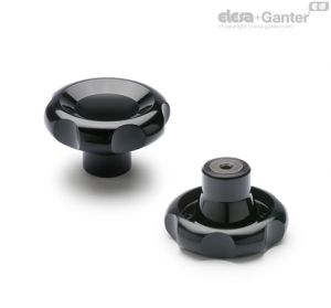 VL.155-A Lobe knobs Black-oxide steel boss, plain hole