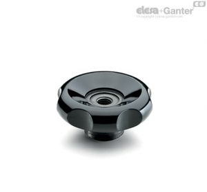 VL.640-FP-A-M Manípulos de roseta Aço com óxido preto no cubo com furo passante roscado