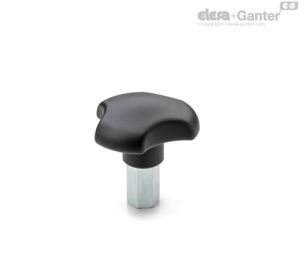 VTT-HL-AZ Manípulos de roseta de lóbulo sólido com haste hexagonal zincada