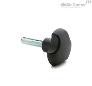 VTT-p Manípulos de roseta de lóbulo sólido, perno roscado de aço zincado