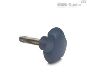 VTT-SST-p-MD Manípulos de roseta de lóbulo sólido, perno roscado de aço inoxidável AISI 304