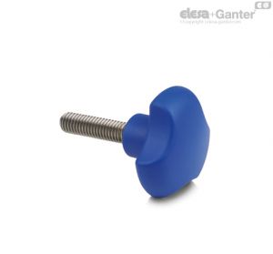 VTT-SST-p-VD Manípulos de roseta de lóbulo sólido, perno roscado de aço inoxidável AISI 304