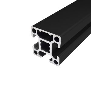 Perfil de aluminio anodizado negro 30x30 3 ranuras