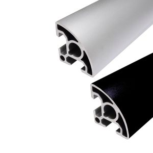 Black anodized aluminum profile, 30x30, R90, 2 slots