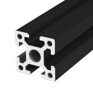 Perfil de aluminio anodizado negro 40x40 reforzado para 4 ranuras