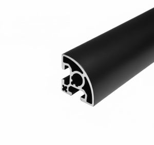 Perfil de aluminio anodizado negro 40x40 R90 con 2 ranuras