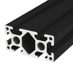 Perfil de aluminio anodizado negro 40x80 de 6 ranuras reforzado