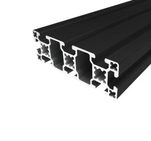 Perfil de aluminio anodizado negro de 40x120 con 8 ranuras