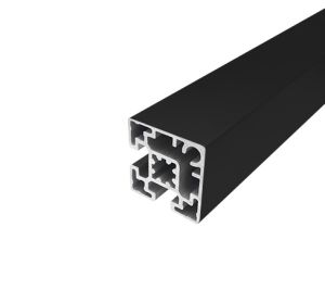 Perfil de aluminio anodizado negro de 45 x 45 con 2 ranuras adyacentes