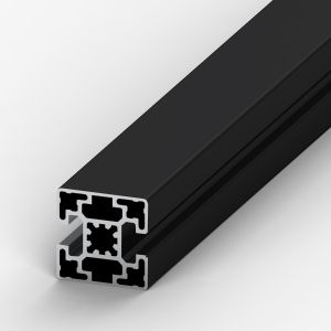 Perfil de aluminio anodizado negro 45x45 2 ranuras opuestas