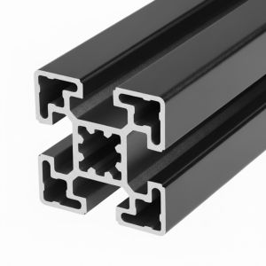 Perfil de aluminio anodizado negro 45x45 – 4 ranuras