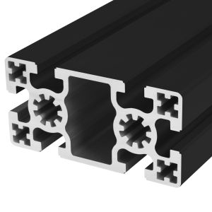 Perfil de aluminio anodizado negro 50x100 6 ranuras