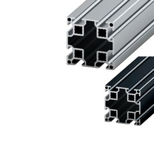 Black anodized aluminum profile, 60x60, 8 slots