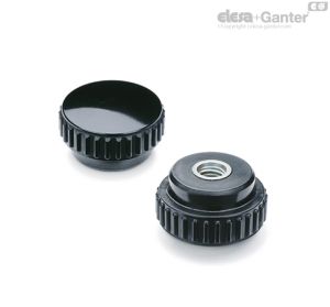 B.193-SST Pomos moleteados Inserto de acero inoxidable, agujero roscado ciego