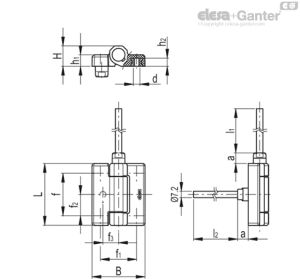 CFM-PC-B-F-A+B Bisagras Casquillos con orificios fileteados, cable de salida superior 3,5m, con conector de salida posterior 1,5m
