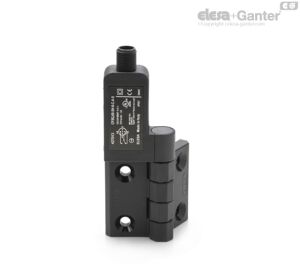 CFSQ-C-A-S-EA Bisagras con interruptor de seguridad incorporado Conector axial, microinterruptor en la izquierda, angulo de comienzo -90°