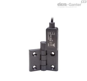 CFSQ-F-A-D Bisagras con interruptor de seguridad incorporado Cable axial, 2 o 5 m de longitud, microinterruptor a la derecha, angulo de comienzo 0º