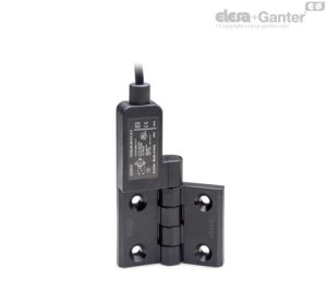CFSQ-F-A-S Bisagras con interruptor de seguridad incorporado Cable axial, 2 o 5 m de longitud, microinterruptor a la izquierda, angulo de comienzo 0º
