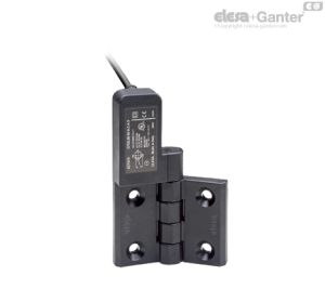 CFSQ-F-B-S Bisagras con interruptor de seguridad incorporado Cable posterior, 2 o 5 m de longitud, microinterruptor a la izquierda, angulo de comienzo 0º