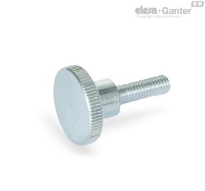 DIN 464-ZB Pomos moleteados Acero, zincado