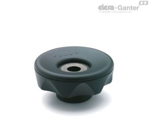ELK-FP Pomos con lóbulos Inserto de acero pavonado, agujero pasante liso