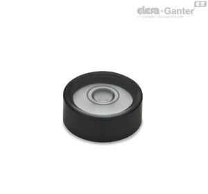 GN 2281-ALS-K Niveles de ojo de buey Anodizado, negro, transparente incoloro