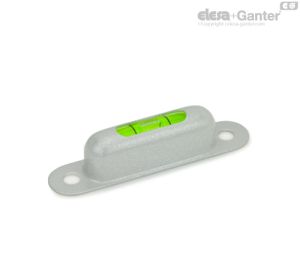 GN 2282-MSR-50 Niveles para atornillar Plateado, RAL 9006, acabado texturizado, 50 minutos de ángulo, movimiento de burbuja de 2 mm