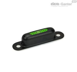 GN 2282-MSW-6 Niveles para atornillar Negro, RAL 9005, acabado texturizado, 6 minutos de ángulo, movimiento de burbuja de 2 mm