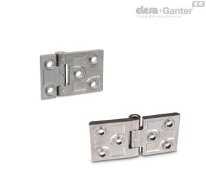 GN 237.3-NI-B Bisagra de alta resistencia con resistencia mejorada, con agujeros para tornillos de cabeza avellanada y elementos de centrado