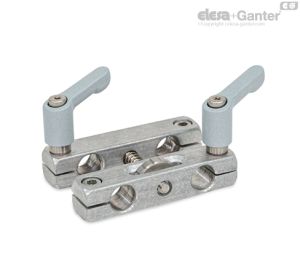 GN 474.3-K Abrazaderas de montaje de ejes paralelos con eje ajustable Con dos empuñaduras y dos tornillos de cabeza Allen