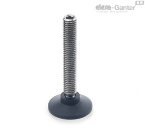GN 638-NI Ball Jointed Leveling Feet Threaded Stud Stainless Steel, Thrust Pad Plastic