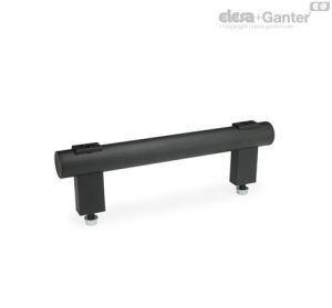 GN 666.1-SW Asas tubulares Segmento tubular para empuñadura, aluminio, revestimiento de plástico, negro