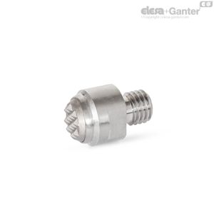 GN 709.15-RRH Tornillos de apriete de acero inoxidable Superficie de contacto dentada, con retorno automático, con bola metálica rígida
