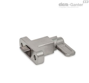 GN 724.2-NI-B2 Elementos de cierre con muelle Acero inoxidable, posición de leva de cierre paralela a la brida, chaflán inferior