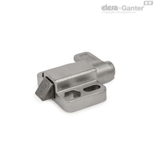 GN 724.3-NI-R1 Elementos de cierre con muelle Acero inoxidable, pestaña posicionadora derecha, chaflán superior