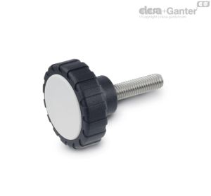 GN-7336-NI Pomos moleteados / tornillos moleteados con perno roscado, acero inoxidable