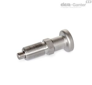 GN 818-BN Posicionadores sin bloqueo de posición, con pomo de acero inoxidable, sin contratuerca
