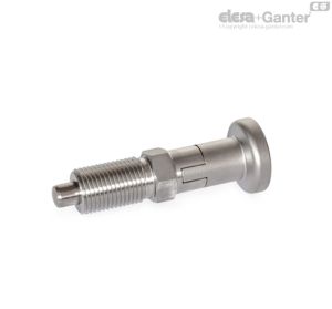 GN 818-CN Posicionadores con bloqueo de posición, con pomo de acero inoxidable, sin contratuerca