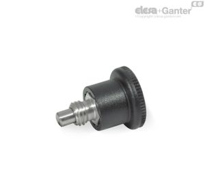 GN 822.7 Mini posicionadores de muelle, pomo de acero inoxidable / plástico