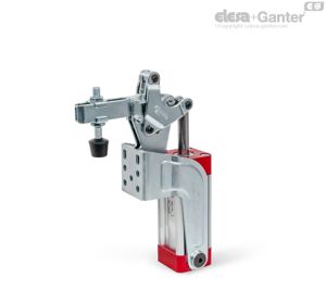 GN 862-CPV Bridas de accionamiento neumático Brazo de sujeción en horquilla, con dos arandelas embridadas y montaje de husill GN 708.1